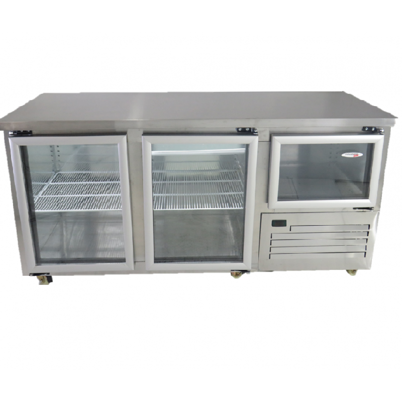 UNDERBAR FRIDGE - 610L - SOLID GLASS TWO AND A HALF SWING DOOR - 1