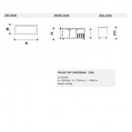 2.5 POLAR TOP STAINLESS STEEL UNDERBAR FRIDGE - 1