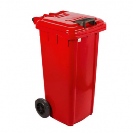MOBILE REFUSE BIN 120lt - RED 'TIN CANS' - 1