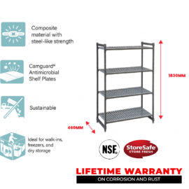 BASICS 4 TIER VENTED SHELF 460MM W X 1220MM L X 1830MM H - 1