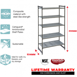 BASICS 5 TIER VENTED SHELF 534MM W X 1220MM L X 2130MM H - 1